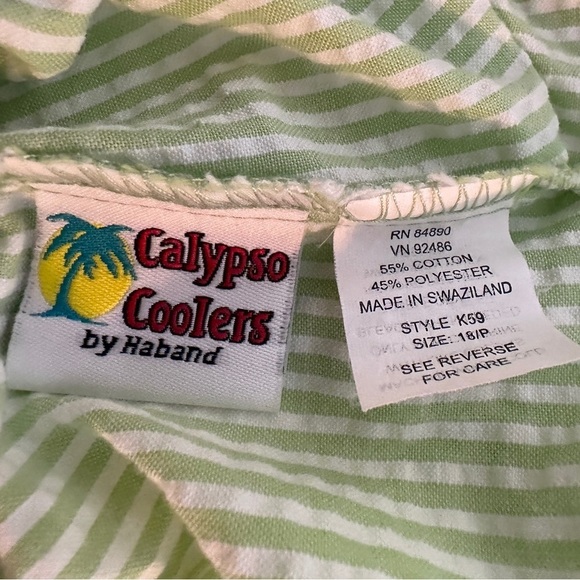 Vintage Calypso Coolers Green Seersucker Capris Pull-On Pants Women’s Size XL - Picture 11 of 11